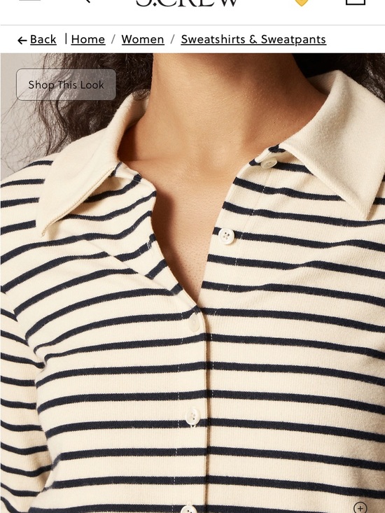 J. Crew Tops - J. Crew Cream and Navy Striped Polo Button-Up